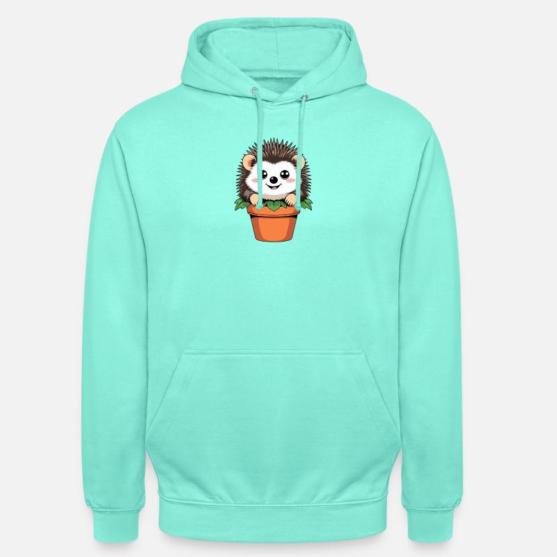 Petit hérisson de jardin en pot - Sweat-shirt à capuche unisexe - menthe