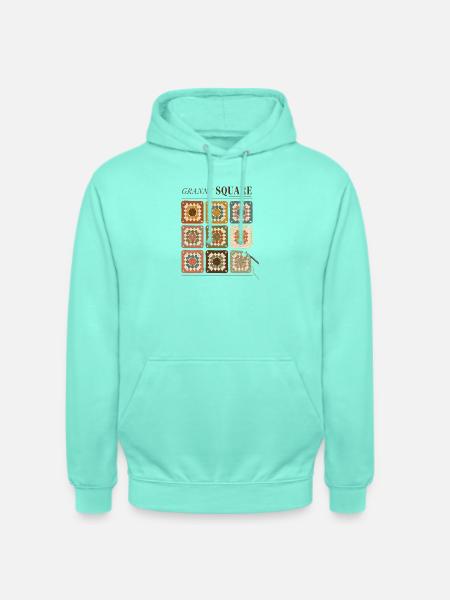 Granny Square Häkelmuster Bunte Wolle - Unisex Hoodie - Mint