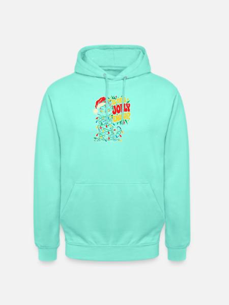 Grimmiger Weihnachtskater mit Lichtern - Unisex Hoodie - Mint