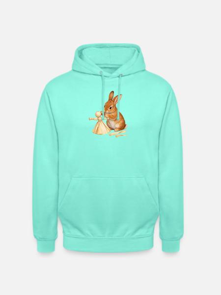 Kaninchen mit Maisblattpuppe - Unisex Hoodie - Mint