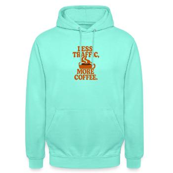 Productivité Caféinée : Zéro Perte de Temps - Sweat-shirt à capuche unisexe - menthe - Devant - AI Model Male 185 light (185cm) & AI Model Female 180 light (180cm)