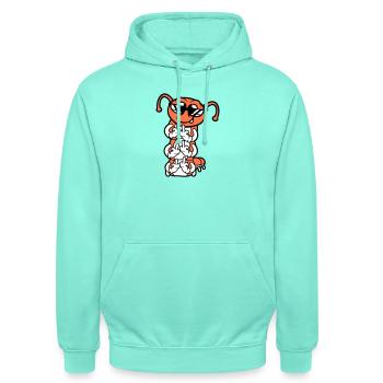 Caterpillar Middle Finger Insult Sunglasses Cool - Unisex Hoodie - mint - Front - AI Model Male 185 light (185cm) & AI Model Female 180 light (180cm)