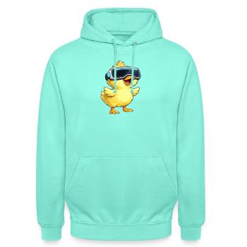 Süße Ente Virtual Reality Gamer Zocker VR Cartoon - Unisex Hoodie - Mint - Vorne - AI Model Male 185 light (185cm) & AI Model Female 180 light (180cm)