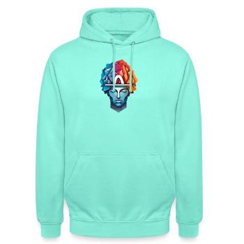 Men Thinking - Unisex Hoodie - mint - Front - AI Model Male 185 light (185cm) & AI Model Female 180 light (180cm)