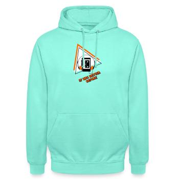 Cassettes Vintage Audio Design - Sweat-shirt à capuche unisexe - menthe - Devant - AI Model Male 185 light (185cm) & AI Model Female 180 light (180cm)