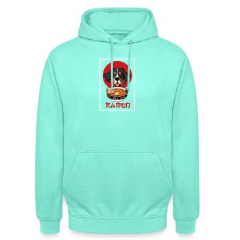 Bernese Mountain Dog Ramen Kawaii Japanese Art - Unisex Hoodie - mint - Front - AI Model Male 185 light (185cm) & AI Model Female 180 light (180cm)