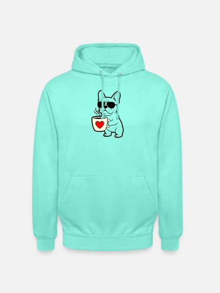 Frenchie Dog Coffee Outline - Unisex Hoodie - mint