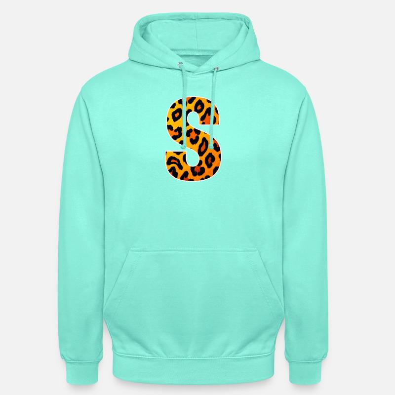 Lettre S à imprimé léopard - Sweat-shirt à capuche unisexe - menthe