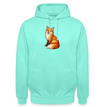 Fuchs Motiv Glasfenster Look Tiermotiv  - Unisex Hoodie - Mint - Vorne - AI Model Male 185 light (185cm) & AI Model Female 180 light (180cm)