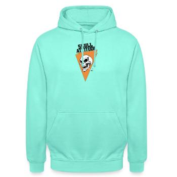 Rebel Skull with Triangle Cigarette - Unisex Hoodie - mint - Front - AI Model Male 185 light (185cm) & AI Model Female 180 light (180cm)