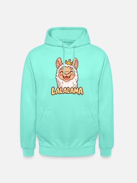 LALALAMA – Grinsendes Lama mit Krone - Unisex Hoodie - Mint