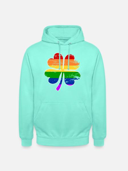 Regenbogen Flagge Vierblättriges Kleeblatt used - Unisex Hoodie - Mint