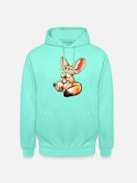Süßer Fennek mit Latte Macchiato - Unisex Hoodie - Mint