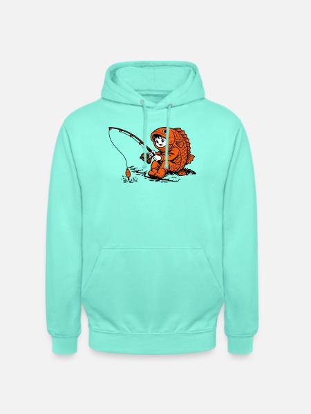 Junge im Fischkostüm angelt - Unisex Hoodie - Mint