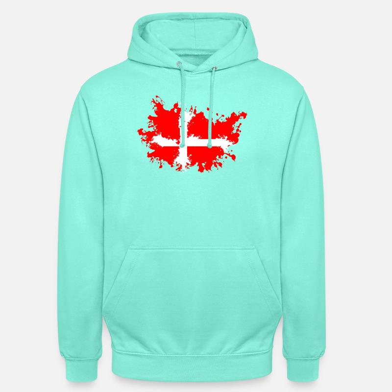 Drapeau éclaboussé du Danemark - Sweat-shirt à capuche unisexe - menthe