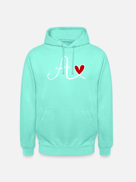 Buchstabe A Monogramm mit Herz - Unisex Hoodie - Mint