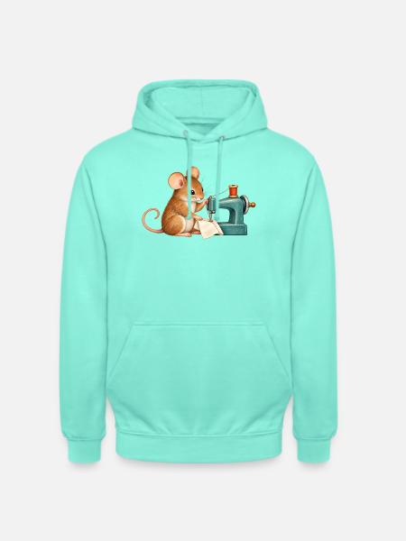 Maus näht mit einer Nähmaschine - Unisex Hoodie - Mint