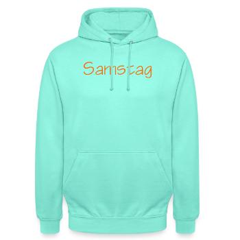 Samstag - Unisex Hoodie - Mint - Vorne - AI Model Male 185 light (185cm) & AI Model Female 180 light (180cm)
