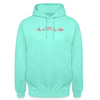 ECG 112 - Unisex Hoodie - mint - Front - AI Model Male 185 light (185cm) & AI Model Female 180 light (180cm)