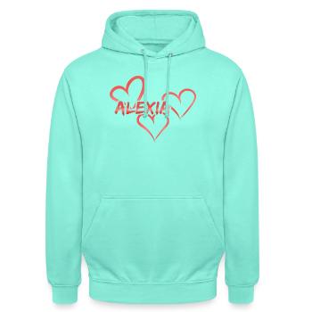 Vorname Alexia - Unisex Hoodie - Mint - Vorne - AI Model Male 185 light (185cm) & AI Model Female 180 light (180cm)