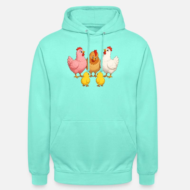 Poules avec poussins - Sweat-shirt à capuche unisexe - menthe