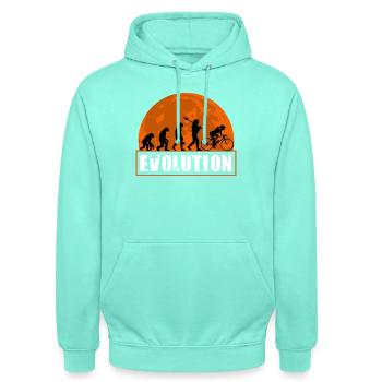 Evolution des Mannes, Radfahren, Radfahrer, Mädchenradfahrer, Fahrt - Unisex Hoodie - Mint - Vorne - AI Model Male 185 light (185cm) & AI Model Female 180 light (180cm)
