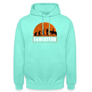 Evolution des Menschen Reitkunst - Unisex Hoodie - Mint - Vorne - AI Model Male 185 light (185cm) & AI Model Female 180 light (180cm)