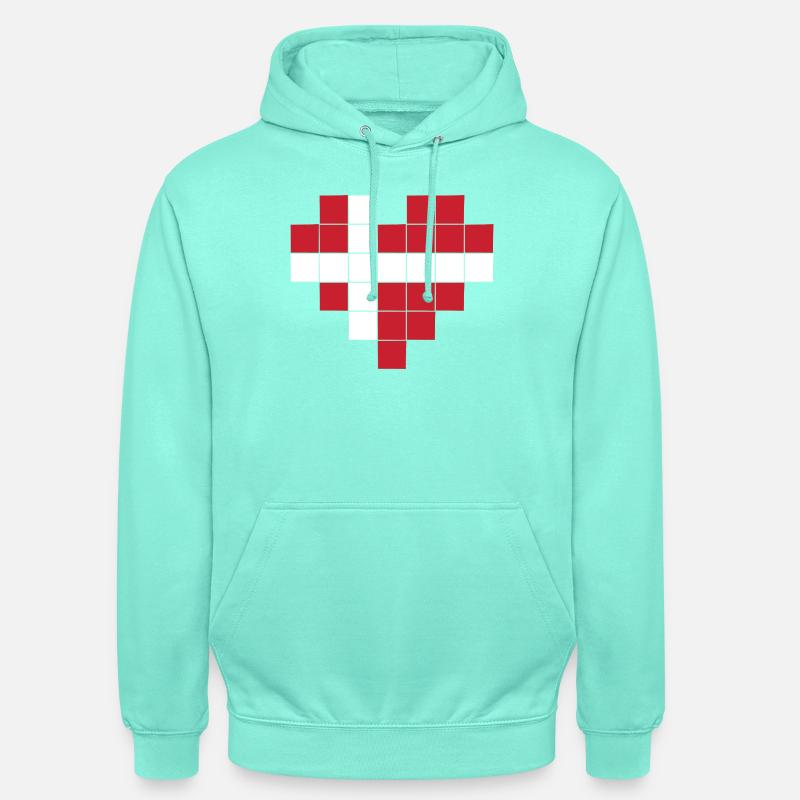Pixel Heart Drapeau du Danemark - Sweat-shirt à capuche unisexe - menthe