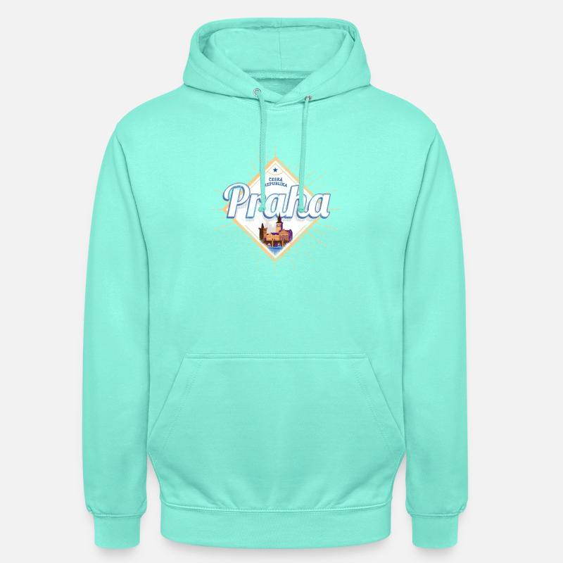 Praga con skyline capitale della Repubblica Ceca - Felpa con cappuccio unisex - menta