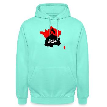 Freedom to protest - Unisex Hoodie - mint - Front - AI Model Male 185 light (185cm) & AI Model Female 180 light (180cm)