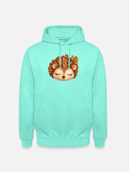 Niedlicher Igel im Herbstlaub - Unisex Hoodie - Mint