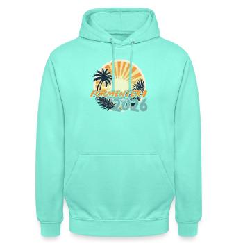 Formentera 2026 - Unisex Hoodie - mint - Front - AI Model Male 185 light (185cm) & AI Model Female 180 light (180cm)