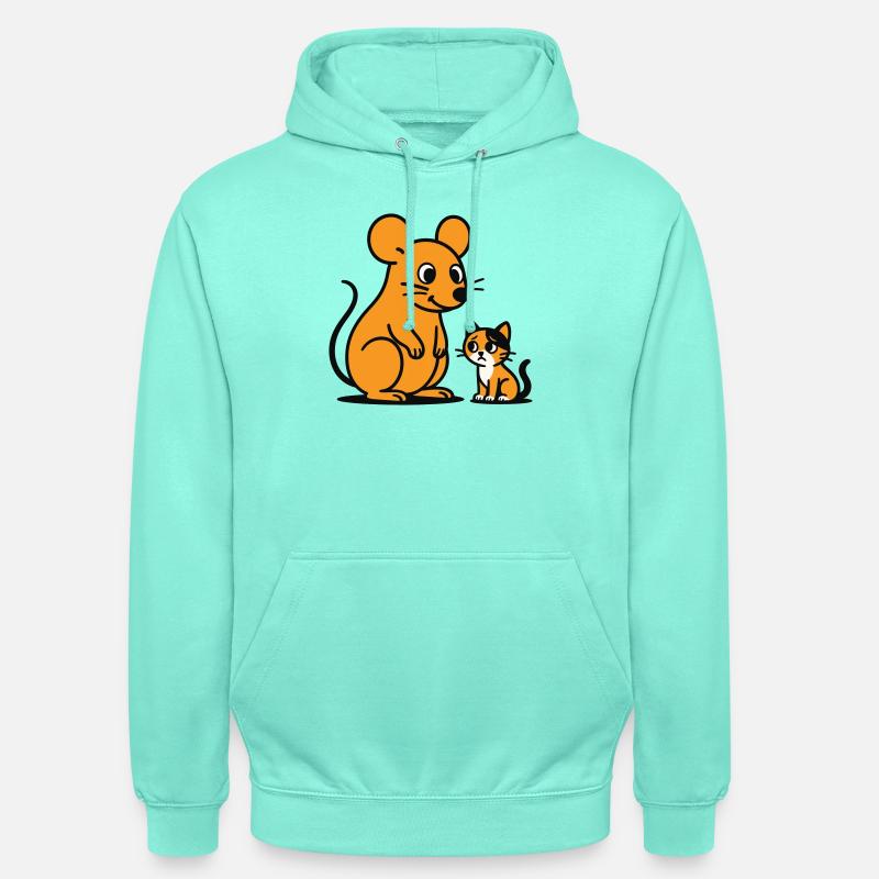 Kuschelige Maus und Kätzchen Duo - Unisex Hoodie - Mint