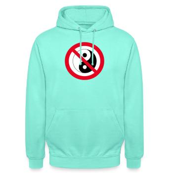 Forbidden Yin Yang: anti-balance symbol - Unisex Hoodie - mint - Front - AI Model Male 185 light (185cm) & AI Model Female 180 light (180cm)