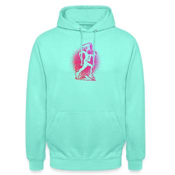 Running motif that works immediately - Unisex Hoodie - mint - Front - AI Model Male 185 light (185cm) & AI Model Female 180 light (180cm)