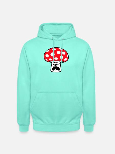 Mushroom frightened, panicking, looking up, - Unisex Hoodie - mint