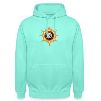 Feuerball 8-Ball Explosion - Unisex Hoodie - Mint - Vorne - AI Model Male 185 light (185cm) & AI Model Female 180 light (180cm)