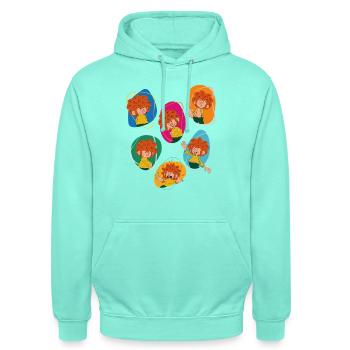 Pumuckl Zeigt Verschiedene Emotionen - Unisex Hoodie - Mint - Vorne - AI Model Male 185 light (185cm) & AI Model Female 180 light (180cm)