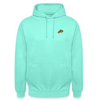 Pizza - Unisex Hoodie - Mint - Vorne - AI Model Male 185 light (185cm) & AI Model Female 180 light (180cm)