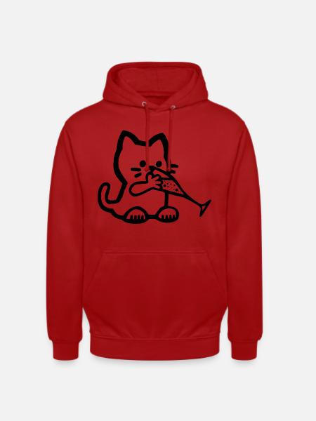 Durstiges Kätzchen (Schwarz) - Unisex Hoodie - Rot