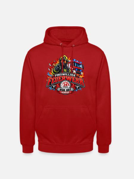 Vor Ort Feuerwehr - Unisex Hoodie - Rot