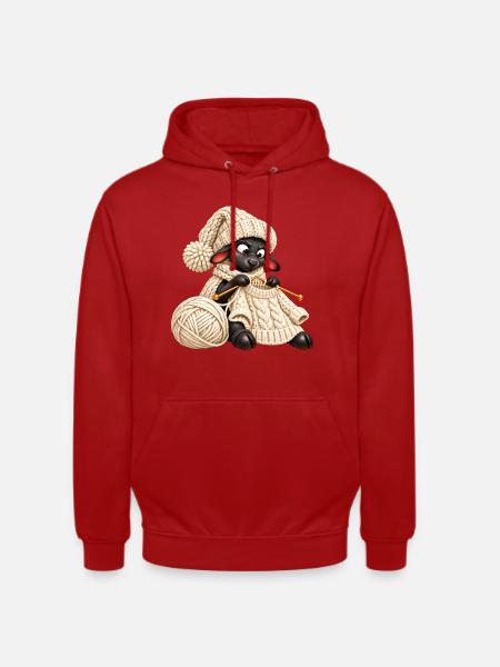 Schwarzes Schaf strickt einen Wollpullover - Unisex Hoodie - Rot