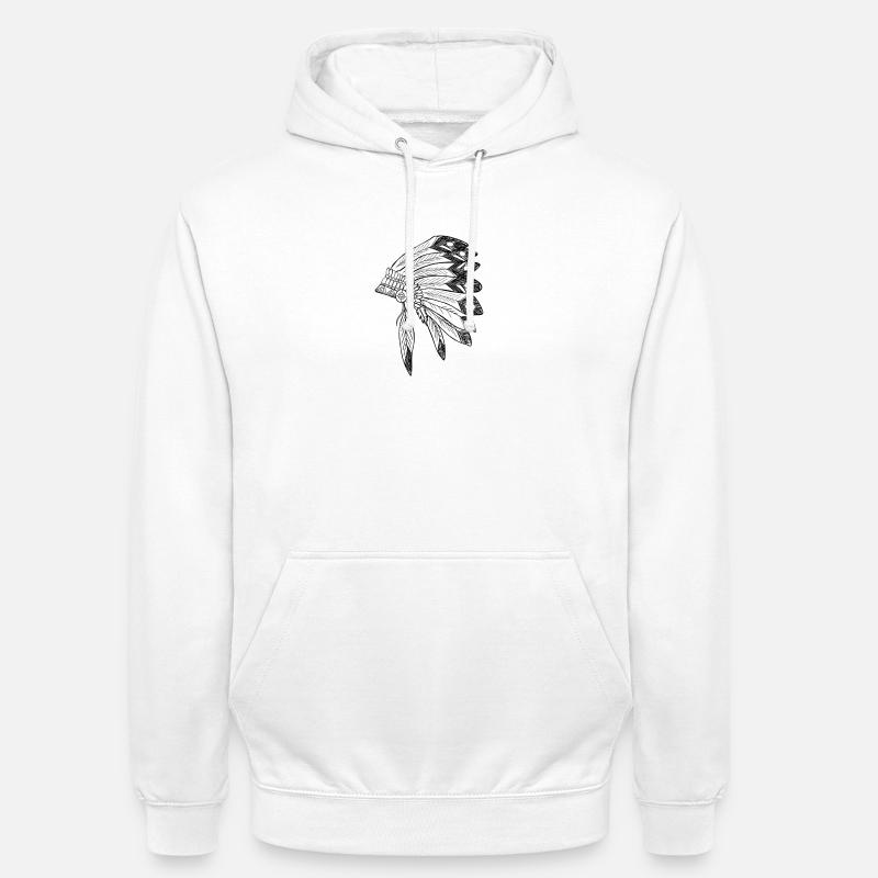 Coiffe Apache Guerrier Indien - Sweat-shirt à capuche unisexe - blanc
