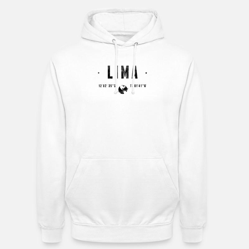 Lima Pérou Coordonnées GPS - Sweat-shirt à capuche unisexe - blanc