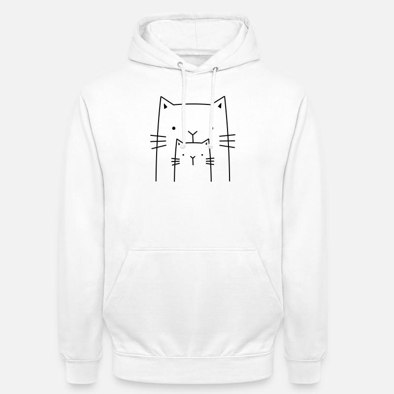 2 cats - drawing gift for cat owners - Unisex Hoodie - white