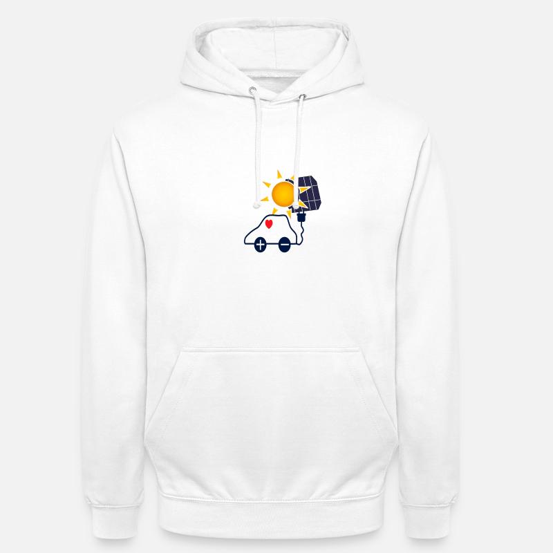 Sonnenkraft Auto mit Solarpanel - Unisex Hoodie - Weiß