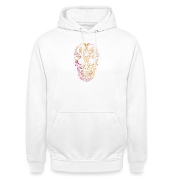 Ornement de crâne coloré - Sweat-shirt à capuche unisexe - blanc - Devant - AI Model Male 185 dark (185cm) & AI Model Female 172 dark (172cm)