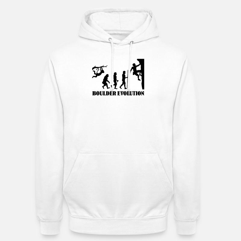 Boulder Evolution Klettern Bergsteigen Boulderer - Unisex Hoodie - Weiß