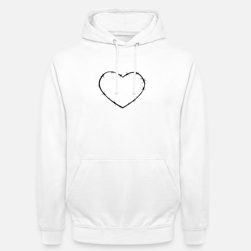 Stacheldraht-Herz - Unisex Hoodie - Weiß