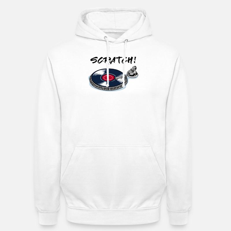 Scratch turntable record player beatbox vinyl - Unisex Hoodie - white